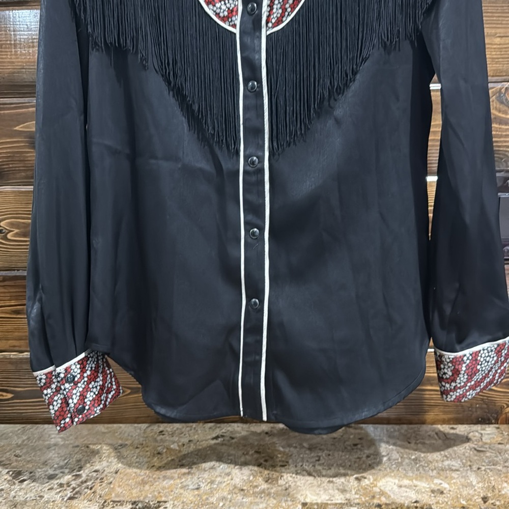 Idyllwind Black and Red Western Fringe Shirt - Picture 3 of 12